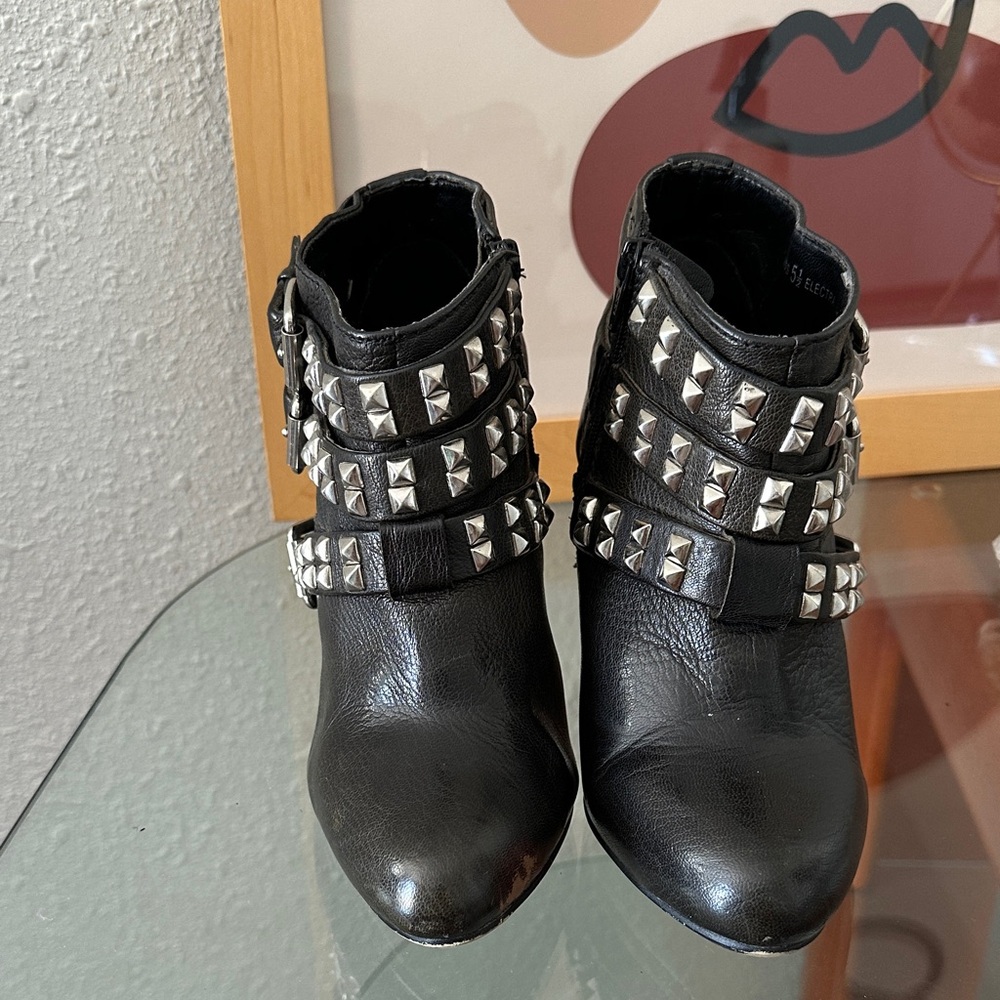 REPORT Studded Black Ankle Boots